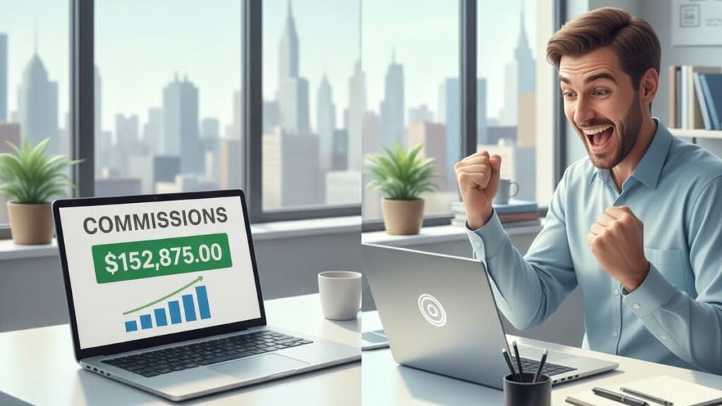 Affiliate marketing commissions growth chart showing increasing revenue